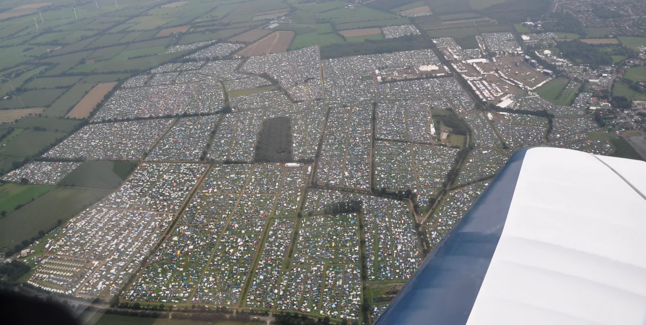 Aerial view of 2011 Wacken Open Air, Saturday around 11 am
