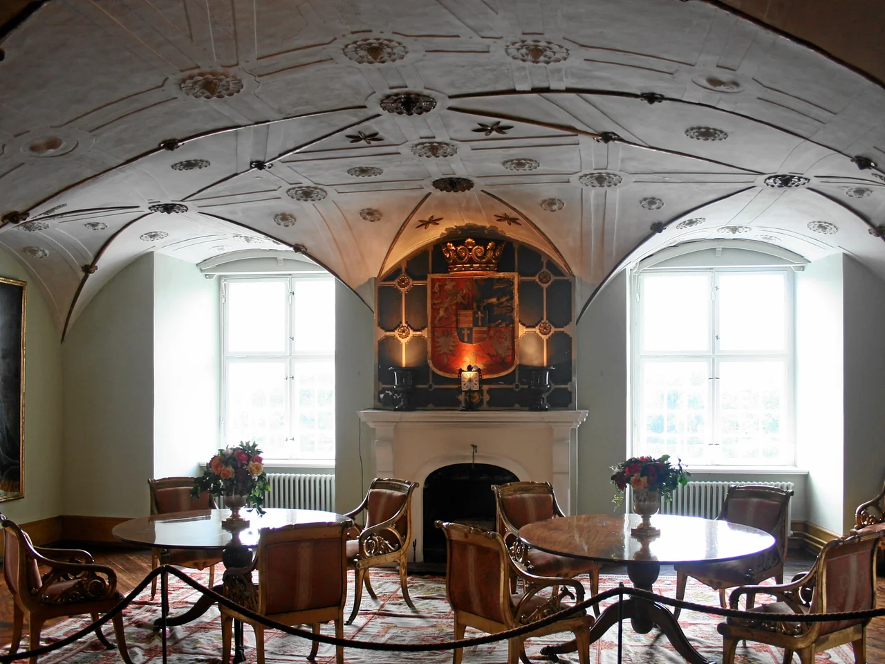 Glücksburg, Germany. Glücksburg castle, red saloon.