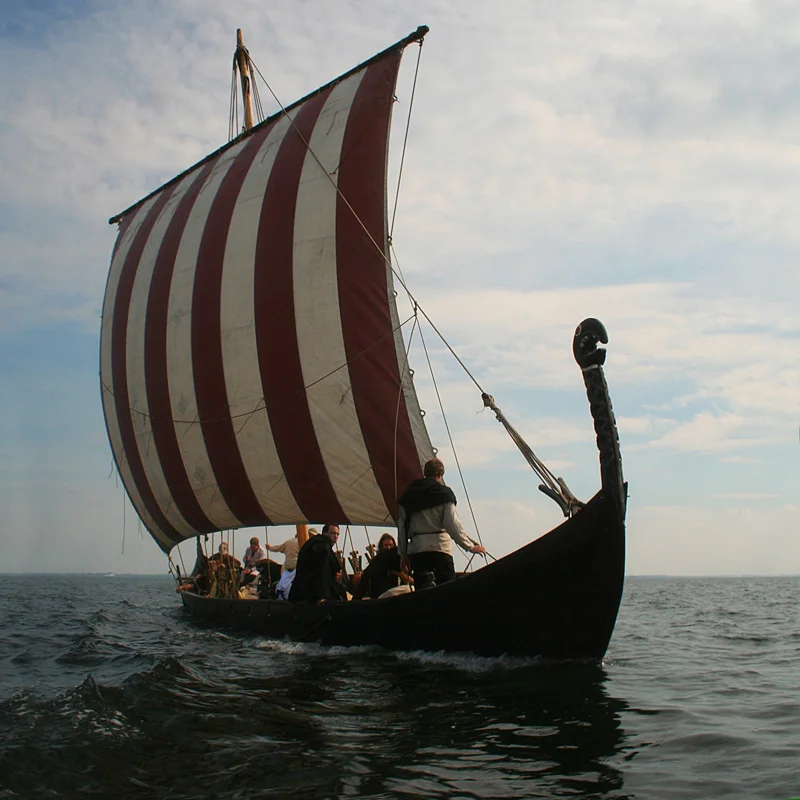 Viking ship Sebbe Als of Augustenborg, Denmark under sail.