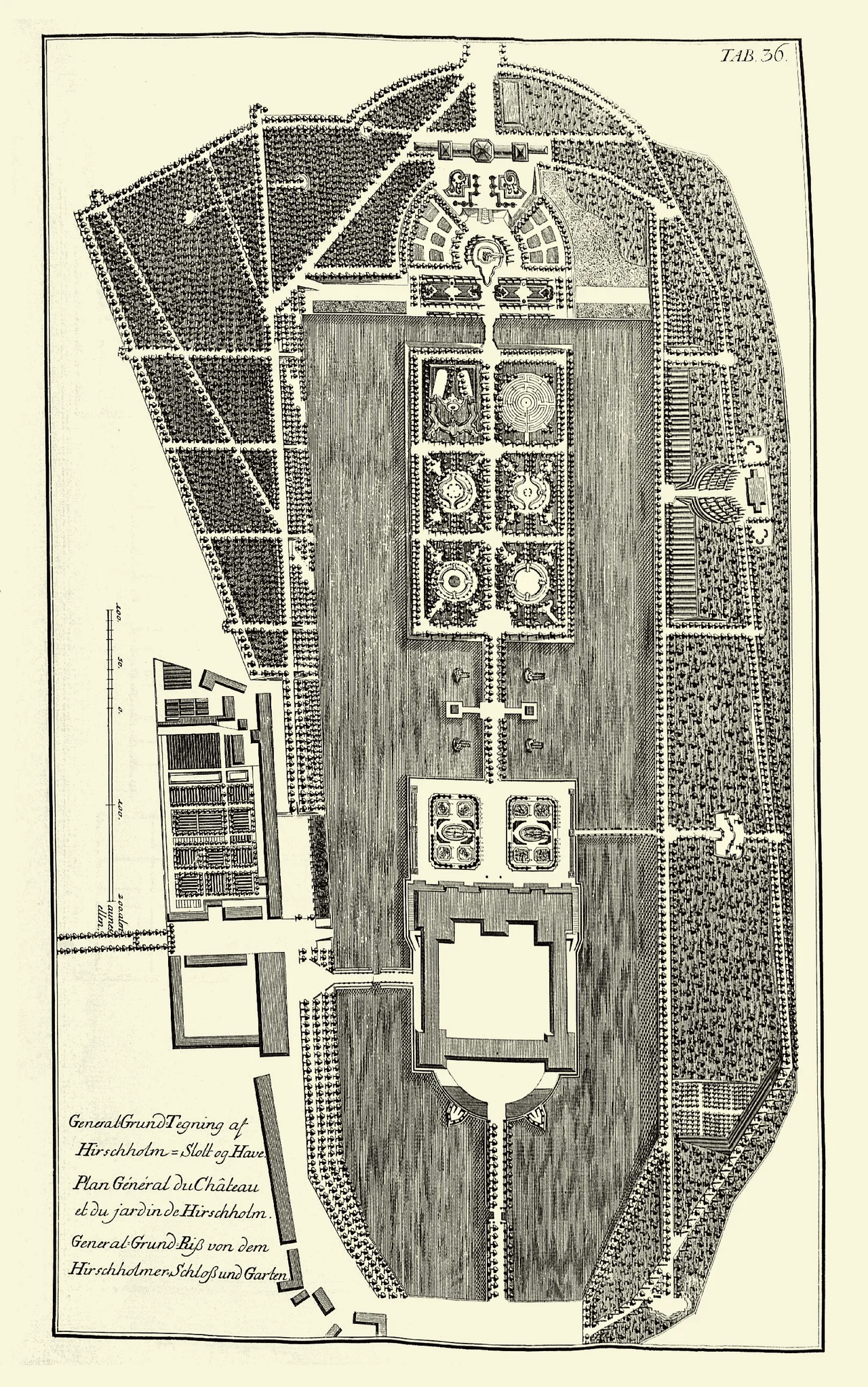 Hirschholm Palace and garden by Lauritz de Thurah